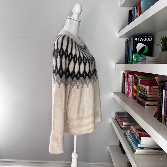Banana Republic Fair Isle Mock-Neck Alpaca Sweater in Transition Cream size XL - Picture 9 of 14